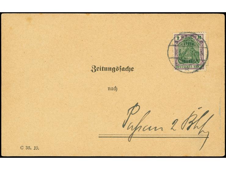 1 M. als portogerechte Einzelfrankatur auf Zeitungssache für die Nachbestellung von zwei Zeitungen von "SCHALDING 1.10.21" na