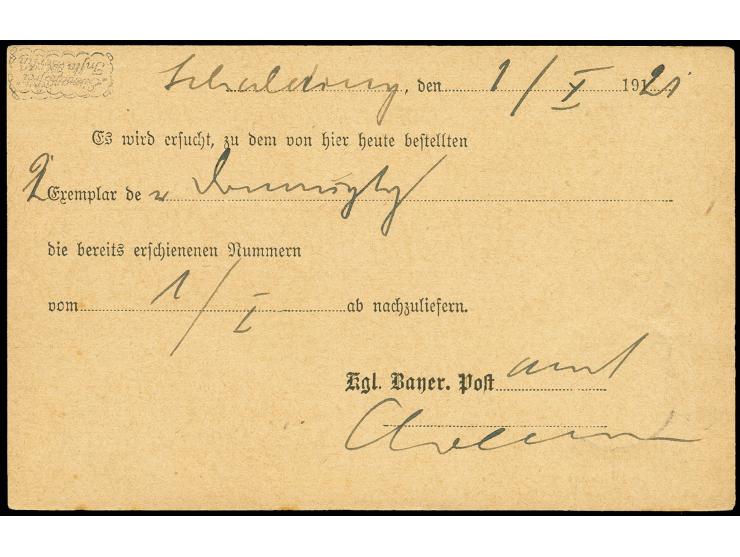 1 M. als portogerechte Einzelfrankatur auf Zeitungssache für die Nachbestellung von zwei Zeitungen von "SCHALDING 1.10.21" na