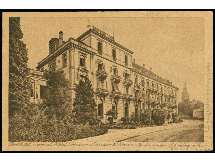 1 1/4 M. als portogerechte Einzelfrankatur auf Postkarte im Grenzrayon von "BADENWEILER 31.5.22" nach Basel in einwandfreier 