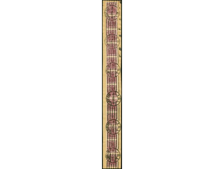 75 Pfg. im senkrechten 12er-Streifen mit Handroll-Stempel "LEIPZIG 13 30.10.22" auf Briefstück (rückseitig mit Vordruck der M