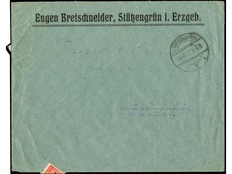 125 Tausend auf 1000 M. lebhaftzinnober im Vierer- und Zwölferblock als portogerechte Mehrfachfrankatur rückseitig auf R-Brie