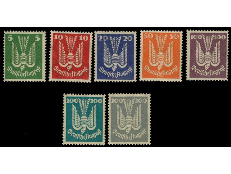 1924, Flugpost Holztaube 5-300 Pfg. kpl., postfrisch, Kabinett