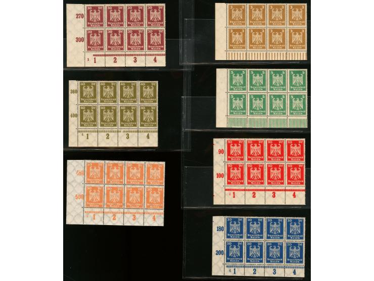 1924, Reichsadler 3-50 Pfg. im 8er-Block aus der linken unteren Bogenecke, postfrisch, tadellos