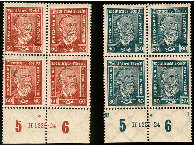 1924, Stephan 60-80 Pfg. im Unterrand-Viererblock mit HAN, postfrisch, tadellos