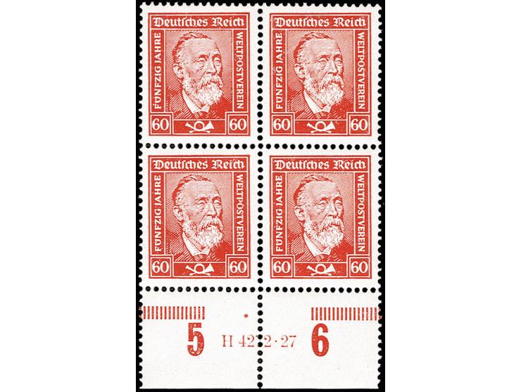 Stephan 60 Pfg., gestrichenes Papier, Unterrand-Viererblock mit HAN, postfrisch, tadellos