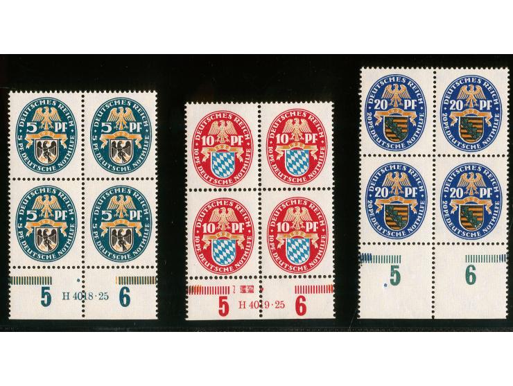 1925, Nothilfe 5-20 Pfg im Unterrand-Viererblock mit HAN, postfrisch, tadellos