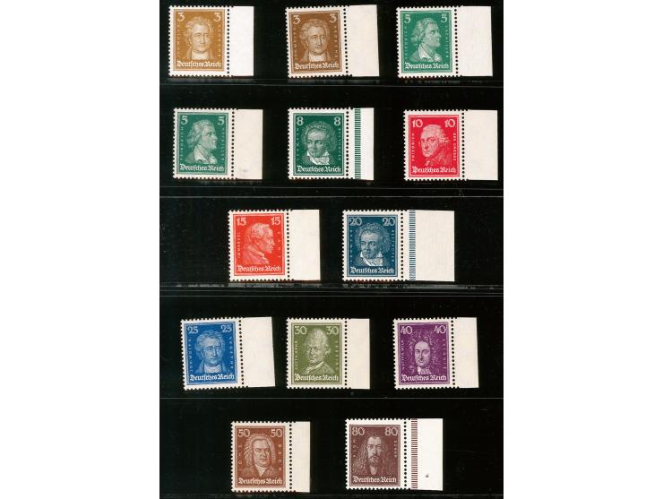 1926, Berühmte Deutsche 3-80 Pfg., einheitlich mit rechtem Bogenrand, postfrisch, tadellos