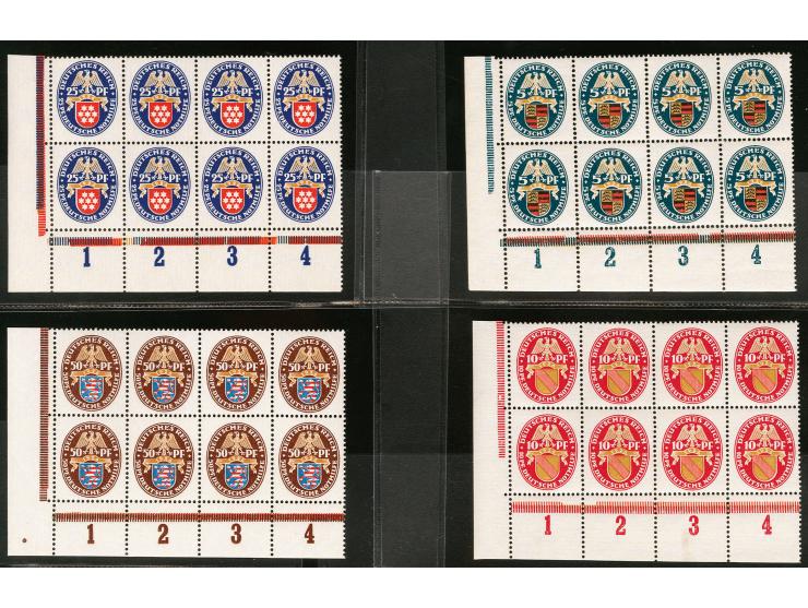 1926, Nothilfe 5-50 Pfg im 8er-Block aus der linken unteren Bogenecke, postfrisch, tadellos