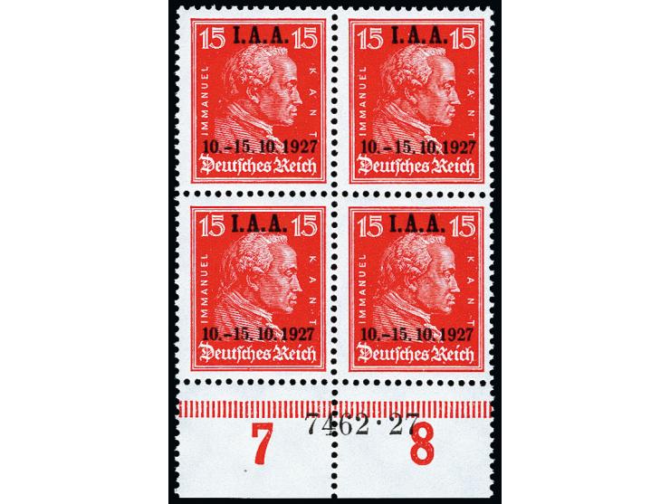 15 Pfg. im Unterrand-Viererblock mit Aufdruck-HAN, postfrisch, tadellos, sign. Schlegel BPP