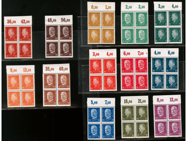1928, Reichspräsidenten 3-80 Pfg. im Oberrand-Viereblock, postfrisch, tadellos