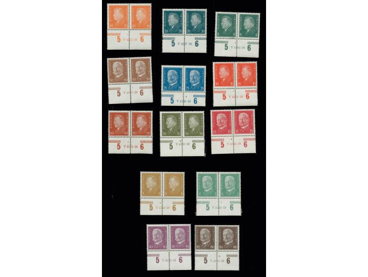 3-80 Pfg. in waagerechten Unterrand-Paaren mit HAN, postfrisch, in dieser Erhaltung sehr selten (Mi. 5.710,-)