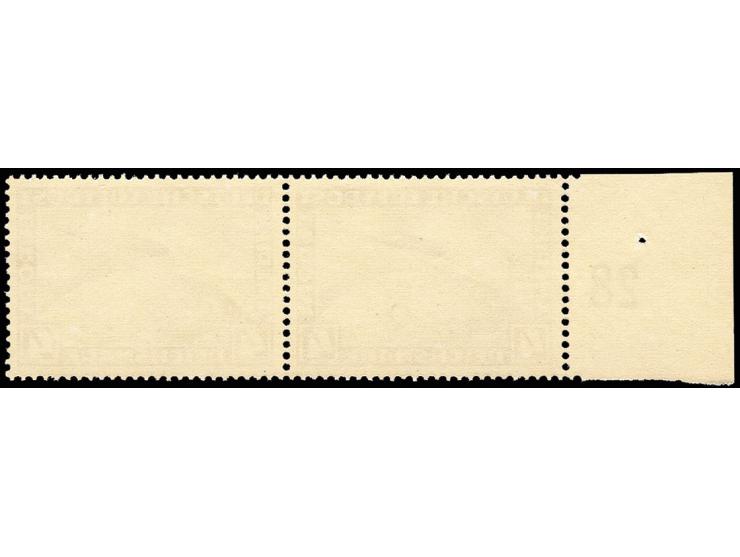 Zeppelin 4 M. mit Plattenfehler "Weißer Punkt am K" im waagerechten Paar mit Normalmarke vom linken Bogenrand, postfrisch, Ka
