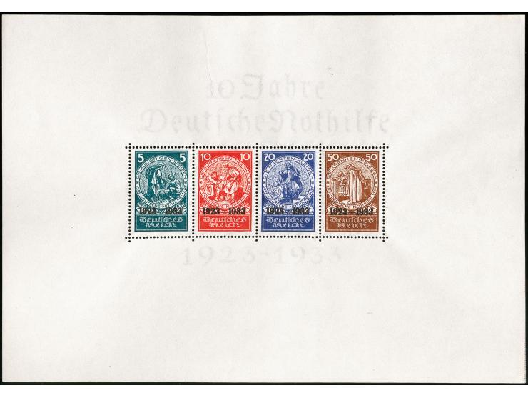 1933, Nothilfe-Block, postfrisch mit einer kleinen herstellunsgbedingten Knitterspur, rechts im Rand noch mit sichtbarer Schn