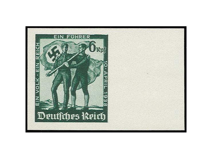1938, Volksabstimmung 6 Pfg., breitrandig ungezähntes rechtes Randstück, postfrisch mit minimalen Fingerspuren, Kopie Fotoatt