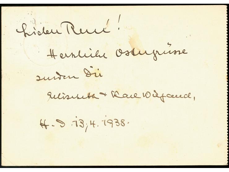 1938, Hitlers Geburtstag 12+38 Pfg. mit Ersttagsstempel "HERSFELD 13.4.38", mit Zufrankatur auf Karte nach Ungarn