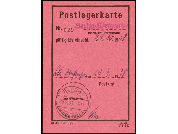Graf von Zeppelin 25 Pfg. mit Stempel "Berlin-Weißensee 1 29.9.36" als Gebühr für ein Monat rückseitig auf Postlagerkarte mit