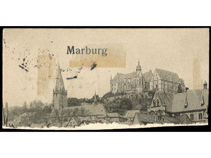 Germania 5 Pfg.+R17, sauber gestempelt "MARBURG 17.11.11" auf Briefstück, Pracht, Fotoattest Jäschke-L. BPP (1993) (Mi. 1.000