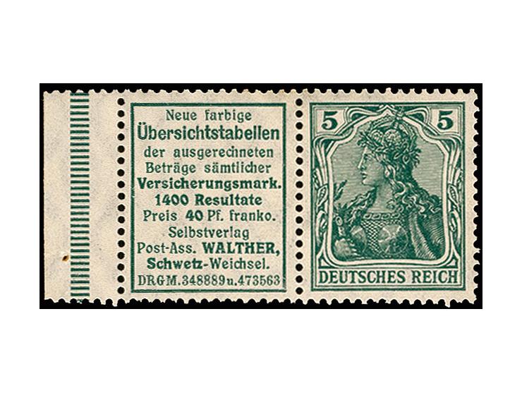 Germania 5 Pfg.+R16 mit Bogenrand, postfrisch, Fotoattest Jäschke BPP (Mi. 1.300,-)