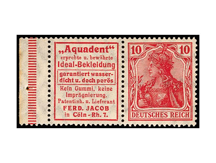 Germania 10 Pfg.+R12 mit Bogenrand (dieser minimal unfrisch), postfrisch, Pracht, Fotoattest Jäschke BPP (Mi. 1.300,-)