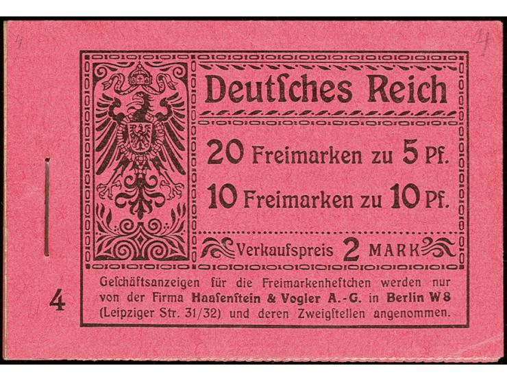 1911, Germania, schwarz auf rosa, Ordnungsnummer 4, komplettes Heftchen mit allen Heftchen- und Zwischenblättern, der Deckel 