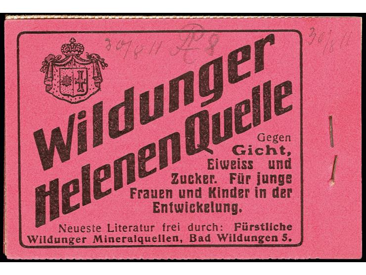 1911, Germania, schwarz auf rosa, Ordnungsnummer 4, komplettes Heftchen mit allen Heftchen- und Zwischenblättern, der Deckel 