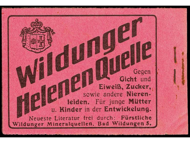 1911, Germania, schwarz auf rosa, Ordnungsnummer 4A, komplettes Heftchen mit allen Heftchen- und Zwischenblättern, kleine, te