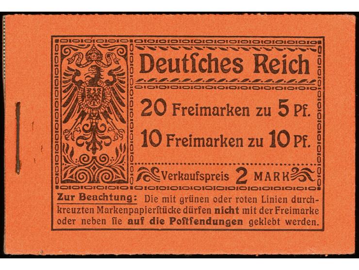 1912, Germania, schwarz auf orange, mit HAN 3195.12, komplettes Heftchen mit allen Heftchen- und Zwischenblättern, der Deckel