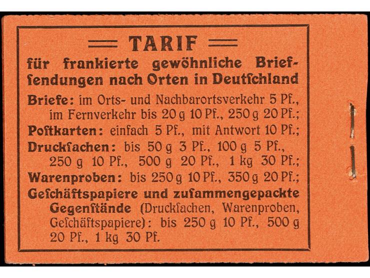 1912, Germania, schwarz auf orange, mit HAN 3195.12, komplettes Heftchen mit allen Heftchen- und Zwischenblättern, der Deckel