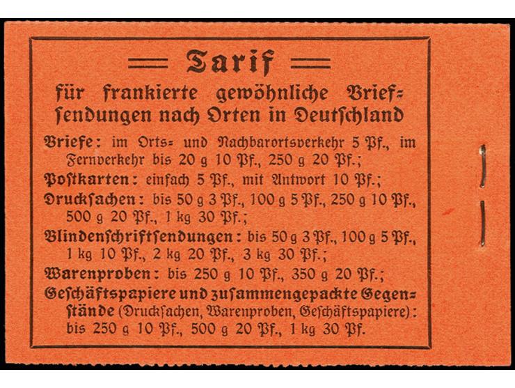1913, Germania, schwarz auf orange, mit HAN 1890.13, komplettes Heftchen mit allen Heftchen- und Zwischenblättern, der Deckel