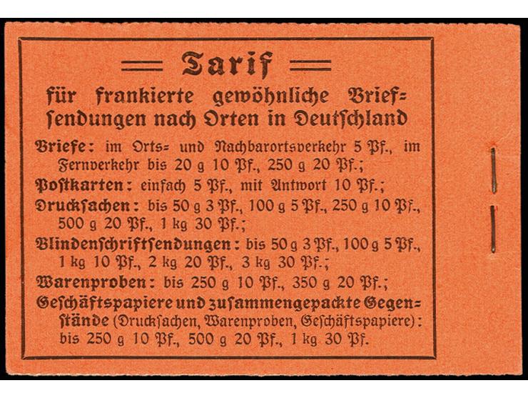1913, Germania, schwarz auf orange, mit HAN 3089.13, komplettes Heftchen mit allen Heftchen- und Zwischenblättern, das erste 