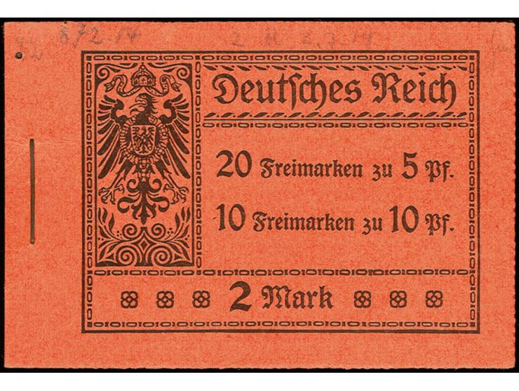 1914, Germania, schwarz auf orange, mit HAN 872.14, komplettes Heftchen mit allen Heftchen- und Zwischenblättern, der Deckel 
