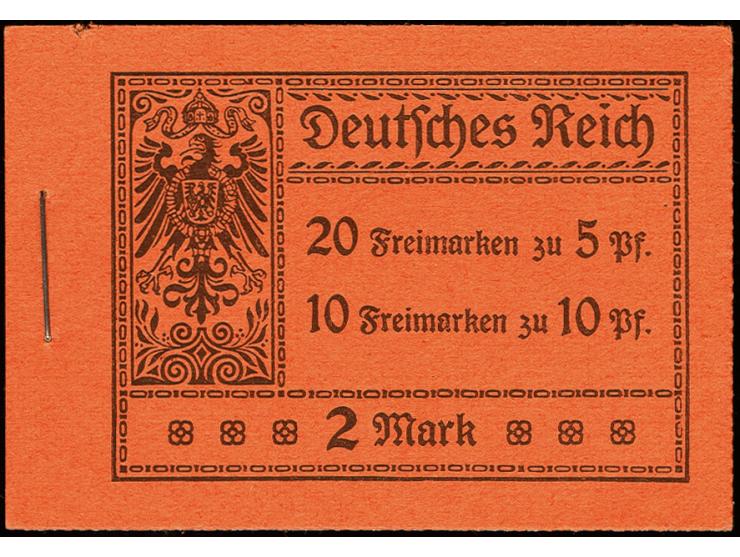 1915, Germania, schwarz auf orange, mit HAN 3926.15, komplettes Heftchen mit allen Heftchen- und Zwischenblättern, das dritte