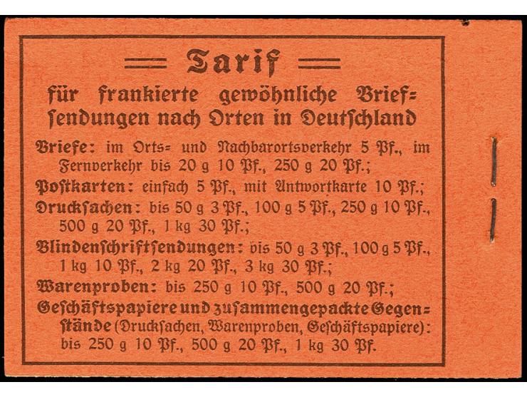 1915, Germania, schwarz auf orange, mit HAN 3926.15, komplettes Heftchen mit allen Heftchen- und Zwischenblättern, das dritte