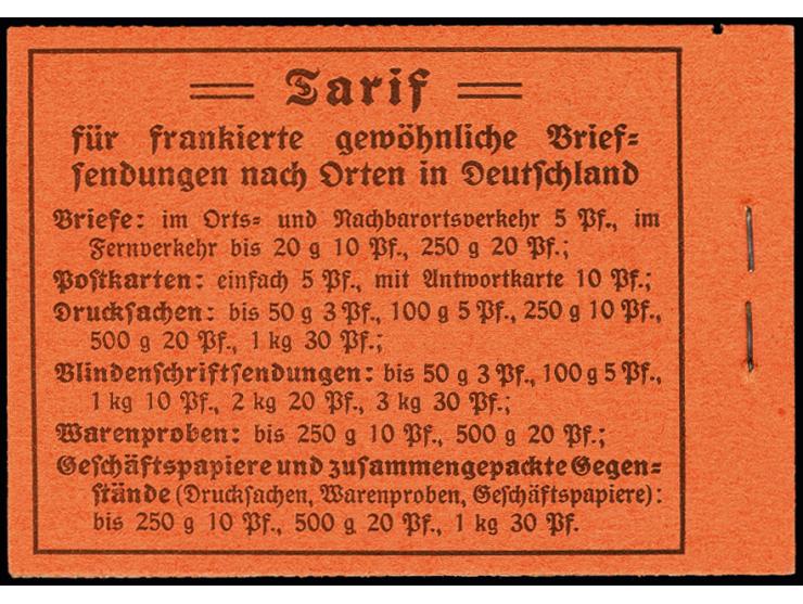1915, Germania, schwarz auf orange, mit HAN 3926.15, komplettes Heftchen mit allen Heftchen- und Zwischenblättern, die jeweil