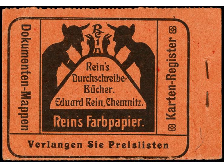 1916, Germania, rot auf orange, Ordnungsnummer 5, komplettes Heftchen mit allen Heftchen- und Zwischenblättern, übliche leich