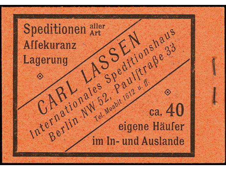 1921, Germania und Ziffern, komplettes Heftchen, teils übliche Heftchenzähnung, postfrisch, tadellos