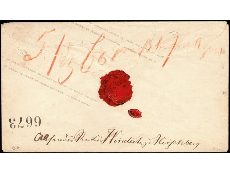 Ganzsachenumschlag 1 Gr. mit Stempel "HIRSCHBERG I. SCHLESIEN 4.5.72" mit handschriftlichem Vermerk "Das Königl. Postamt zu S