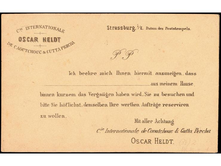 "STRASSBURG i. ELS.BHF 18.NOVBR.76", klar als Entwerter auf Drucksachenkarte mit 3 Pfge. grün nach Zell am See, rechtes selte