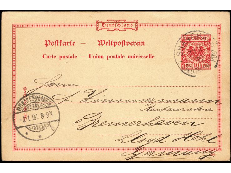 Deutsches Reich Ganzsachenkarte 10 Pfg. mit rückseitigem Textzudruck "Reichspostdampfer König Albert..." und Gedicht "Zum Neu