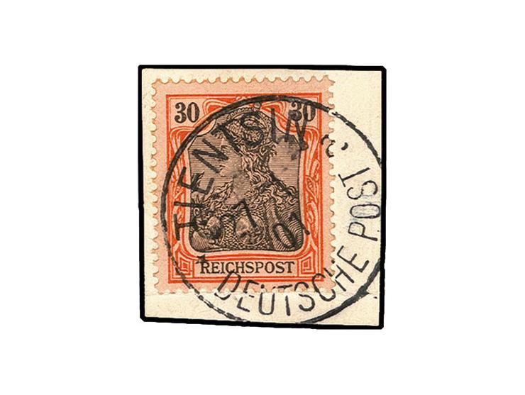 30 Pfg. mit EKr. "TIENTSIN 27.1.01" (Sorte II) auf Briefstück, tadellos, Altsignaturen, Fotoattest Jäschke-L. BPP (Mi. 3.500,
