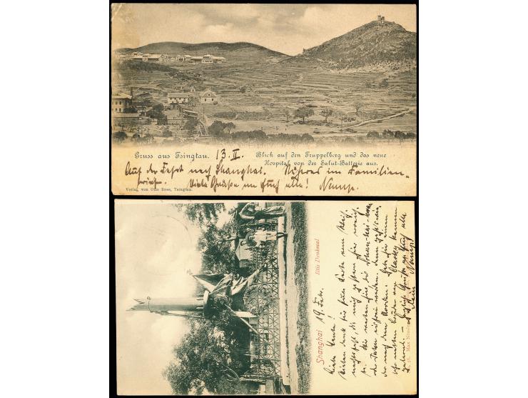 "Lazarethschiff Savoia Chefarzt:", violetter L2 klar und einmal in blau etwas undeutlich auf 2 Feldpost-Ansichtskarten mit Au