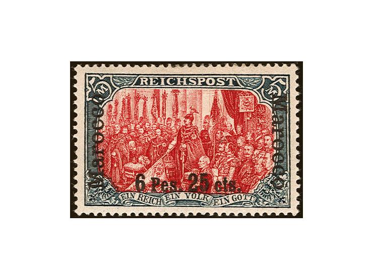 1900, Reichspost 6 Pes. 25 Cts. in Type II mit Plattenfehler "C von Reichspost oben rechts gebrochen", ungebraucht und bis au