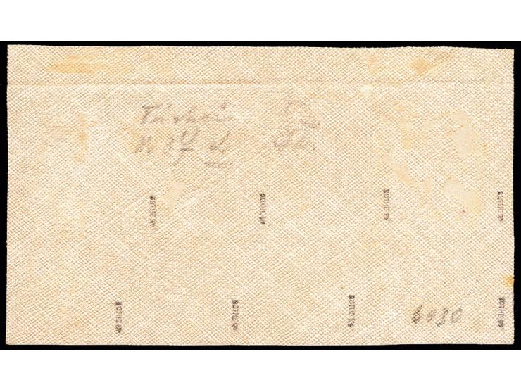 1875/99, 2 M. lebhaftgraulila, waagerechter 4er- und 3er-Streifen und Einzelwert mit Stempel "CONSTANTINOPEL 10 5 89" auf R-B
