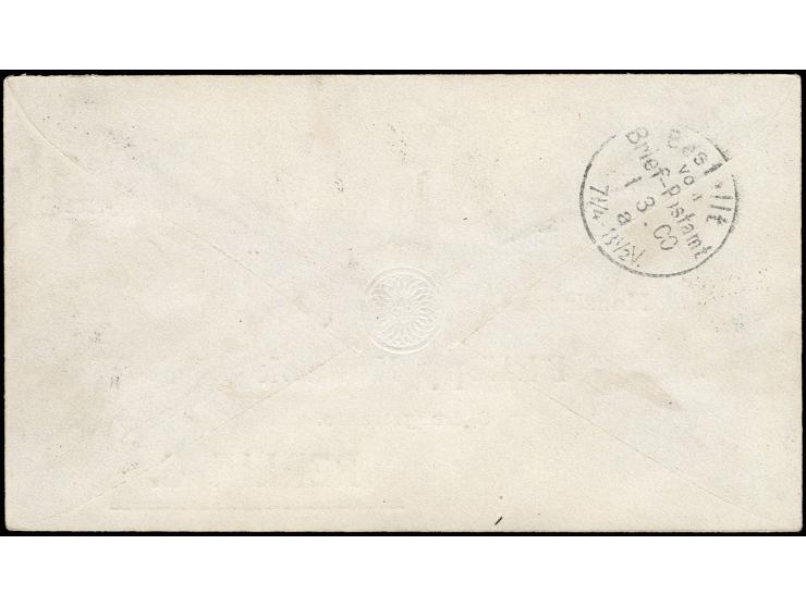1899, 10 Pa. bis 2 1/2 Pia. kpl. auf Ganzsachenumschlag 20 Pa. auf 10 Pfg. im Format A als R-Brief von "CONSTANTINOPEL 1 26.2
