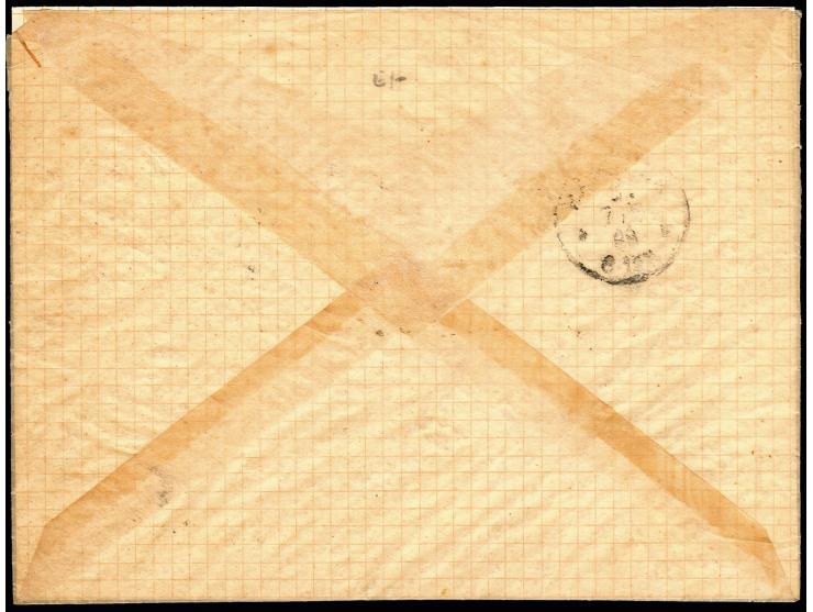 1888, "Aus Südamerika via Hamburg 1", mehrfach auf Pergamin-Vordruckbrief aus Lota, Chile mit  Deutsches Reich 20 Pfg. blau n