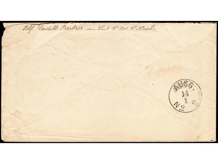1870, "BERLIN Fr. 13 1 70", Franko-Stempel mit Röteltaxe "1" auf Brief mit Absenderangabe 'Cadett Becker an Bord S.M.S. Niobe