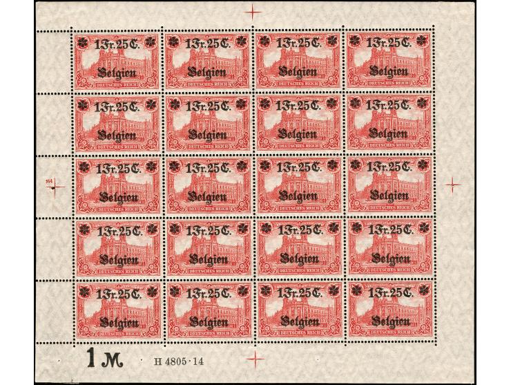 1914, 1F 25C. auf 1M., kompletter Bogen mit allen Rändern und HAN "H 4805.14", postfrisch, 4 Falze im Rand, tadellos