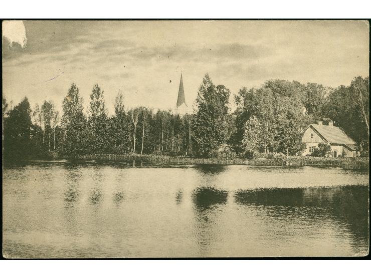 "Eesti" als handschriftlicher Vermerk auf 10 Pfg. rot mit Stempel "WOLMAR" auf Bildpostkarte nach Mitau, die Karte wurde durc