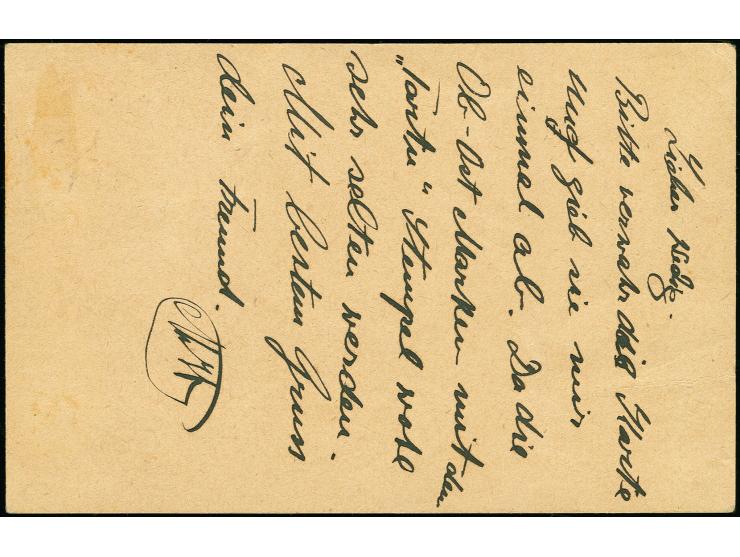 "Tartu", violetter L1, zweimal klar als Entwerter auf Ganzsachenkarte 7 1/2 Pfg. mit Zufrankatur 3 Pfg. als Ortskarte mit Tex