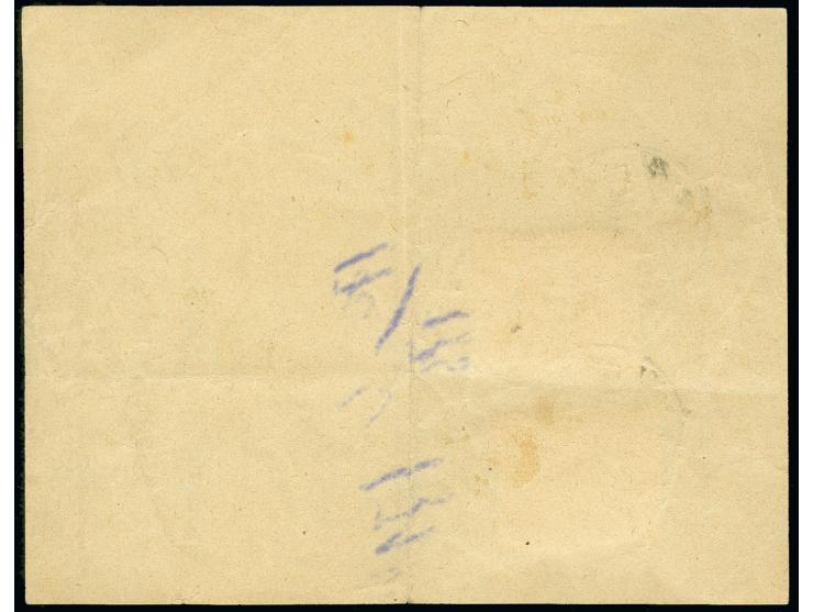 10 Pfg. rot und 20 Pfg. ultramarin mit Stempel "LODZ 10.11.18" auf Posteinlieferungsschein für 3 Pakete, Falt- und Knitterspu